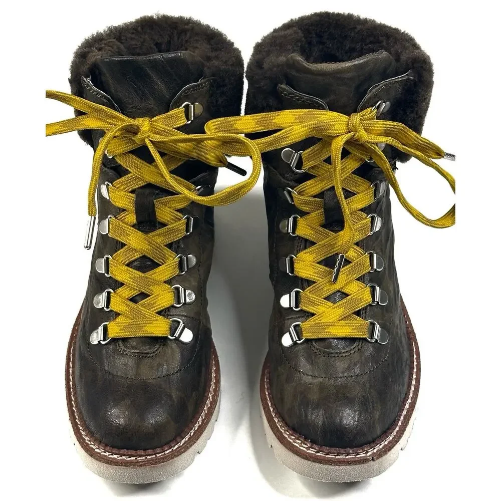 Bionica Danie Waterproof Shearling Camouflage Leather Boots Womens 7M New $190